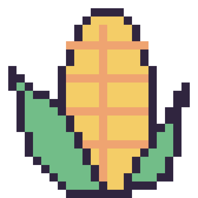 Modèle de pixel art Maïs sur une grille de 24 par 24 cases