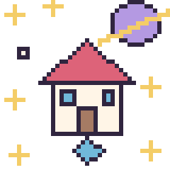 Pixel art Maison dans l’espace, grille 40 × 40