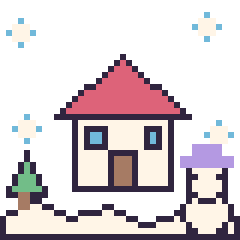 Pixel art Maison en hiver, grille 40 × 40