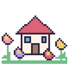 Pixel art Maison dans le jardin, grille 40 × 40