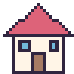 Pixel art Maison, grille 24 × 24