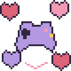 Pixel art Manette avec des cœurs, grille 40 × 40