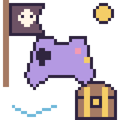 Pixel art Manette en aventure pirate, grille 40 × 40