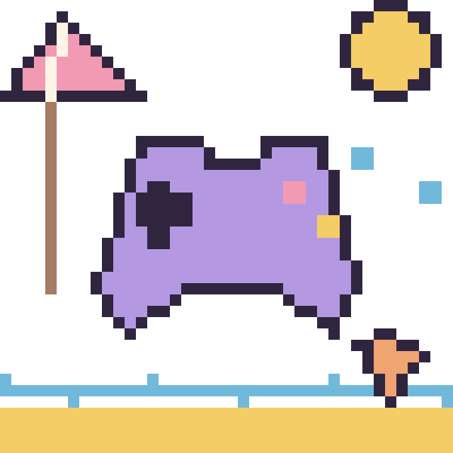 Modèle de pixel art Manette à la plage sur une grille de 40 par 40 cases