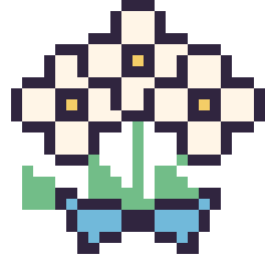Pixel art Marguerite en bouquet, grille 24 × 24