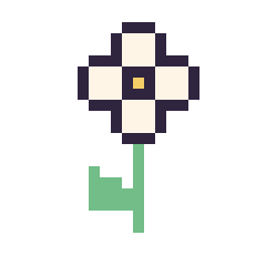 Pixel art Marguerite tige fleurie, grille 24 × 24