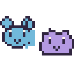 Pixel art Marill mini et Métamorph mini, grille 32 × 32
