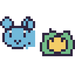 Pixel art Marill mini et Nucléos mini, grille 32 × 32