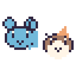 Pixel art Marill mini et Roucool mini, grille 32 × 32