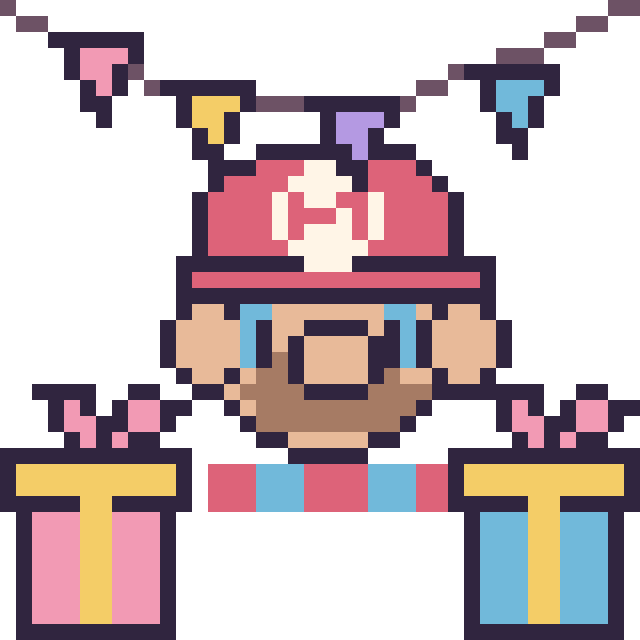 Modèle de pixel art Mario pour un anniversaire sur une grille de 40 par 40 cases