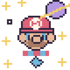 Pixel art Mario dans l’espace, grille 40 × 40