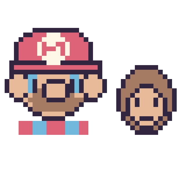 Modèle de pixel art Mario et Donkey Kong mini sur une grille de 40 par 40 cases