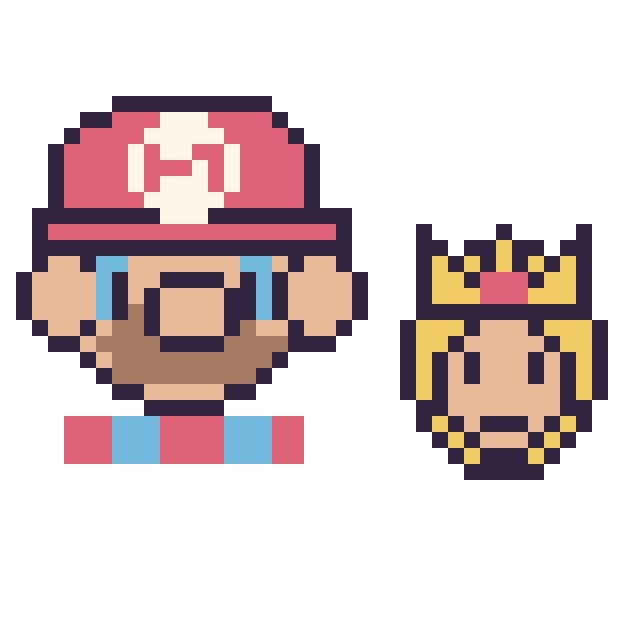 Modèle de pixel art Mario et Harmonie mini sur une grille de 40 par 40 cases