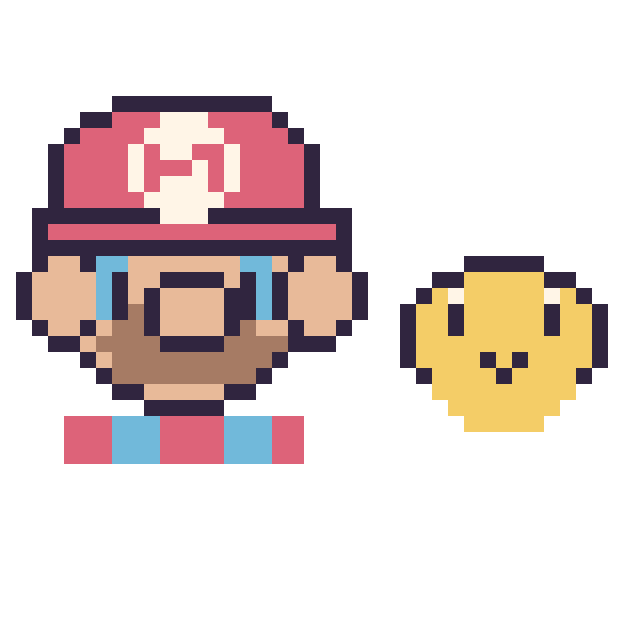 Modèle de pixel art Mario et Koopa mini sur une grille de 40 par 40 cases