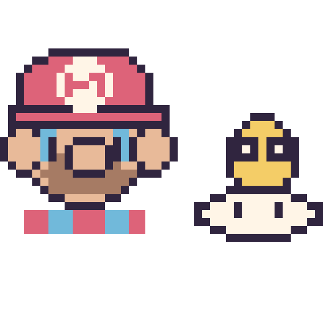 Modèle de pixel art Mario et Lakitu mini sur une grille de 40 par 40 cases