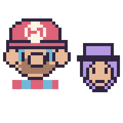 Pixel art Mario et Waluigi mini, grille 40 × 40