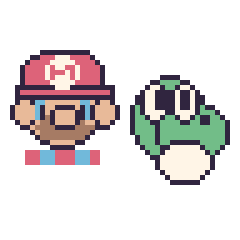 Pixel art Mario et Yoshi, grille 48 × 48