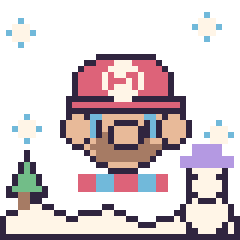 Pixel art Mario en hiver, grille 40 × 40