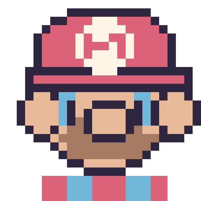 Modèle de pixel art Mario sur une grille de 24 par 24 cases