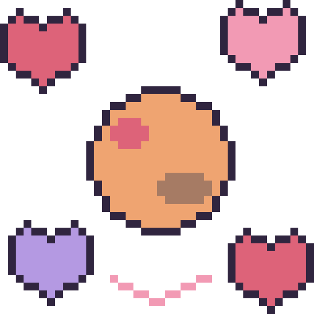 Modèle de pixel art Mars avec des cœurs sur une grille de 40 par 40 cases