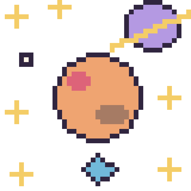 Modèle de pixel art Mars dans l’espace sur une grille de 40 par 40 cases