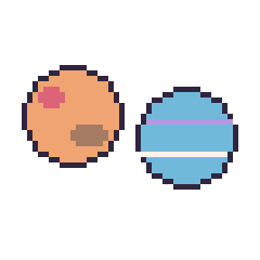 Pixel art Mars et Neptune, grille 48 × 48