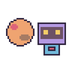 Pixel art Mars et Robot rétro, grille 48 × 48