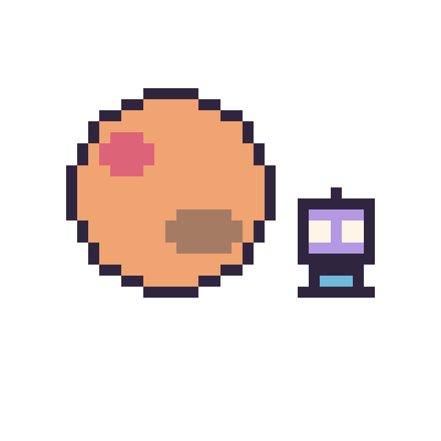 Modèle de pixel art Mars et Robot simple 10 × 10 sur une grille de 40 par 40 cases