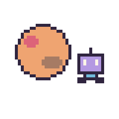 Pixel art Mars et Robot simple 12 × 12, grille 40 × 40