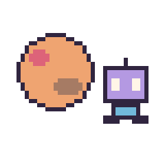 Pixel art Mars et Robot simple 16 × 16, grille 40 × 40