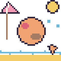 Pixel art Mars à la plage, grille 40 × 40