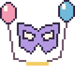 Pixel art Masque de super-héros avec des ballons, grille 40 × 40