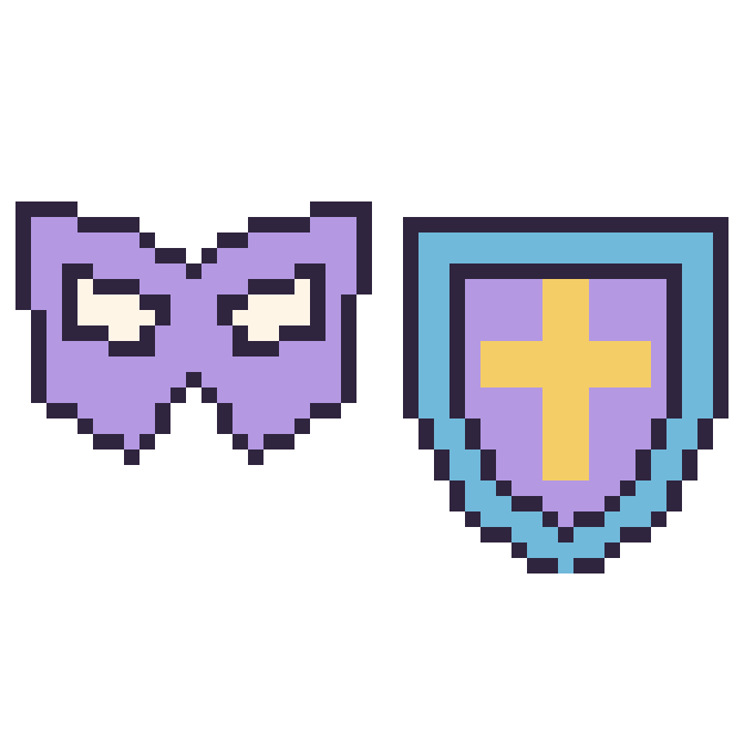 Modèle de pixel art Masque de super-héros et Bouclier sur une grille de 48 par 48 cases