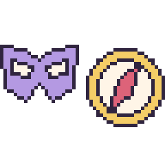 Pixel art Masque de super-héros et Boussole, grille 48 × 48