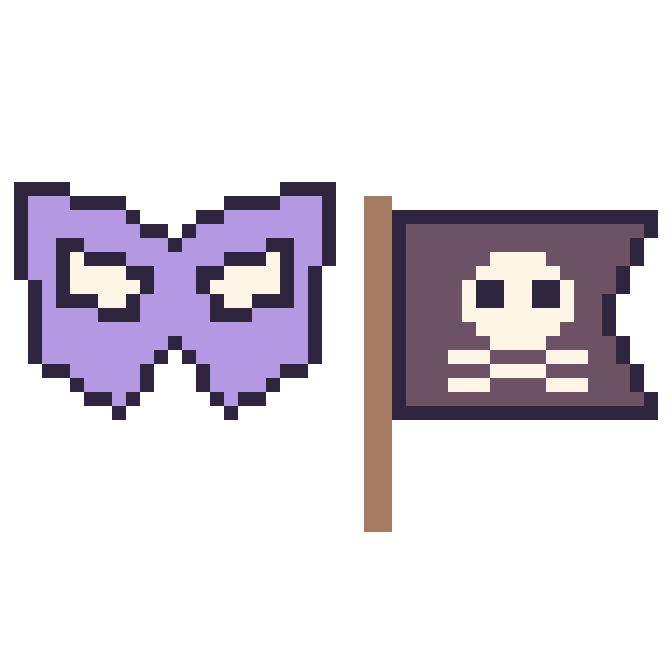 Modèle de pixel art Masque de super-héros et Drapeau pirate sur une grille de 48 par 48 cases