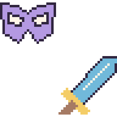 Pixel art Masque de super-héros et Épée, grille 48 × 48