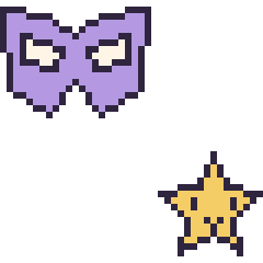 Pixel art Masque de super-héros et Étoile kawaii 16 × 16, grille 40 × 40