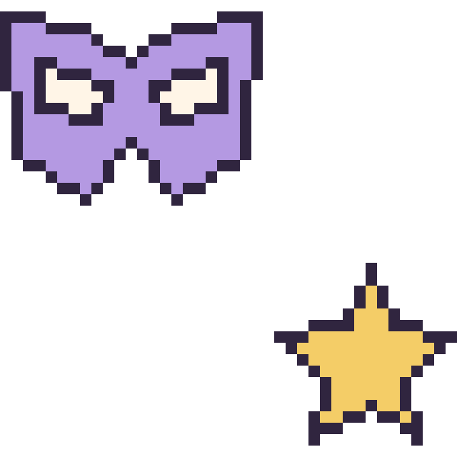 Modèle de pixel art Masque de super-héros et Étoile simple 16 × 16 sur une grille de 40 par 40 cases