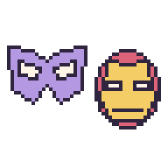 Pixel art Masque de super-héros et Iron Man, grille 48 × 48