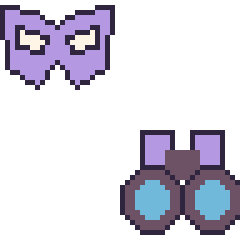 Pixel art Masque de super-héros et Jumelles, grille 48 × 48