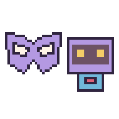Pixel art Masque de super-héros et Robot rétro, grille 48 × 48