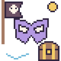 Pixel art Masque de super-héros en aventure pirate, grille 40 × 40