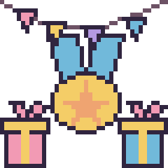 Pixel art Médaille pour un anniversaire, grille 40 × 40
