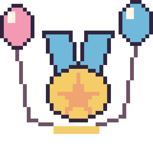 Modèle de pixel art Médaille avec des ballons sur une grille de 40 par 40 cases
