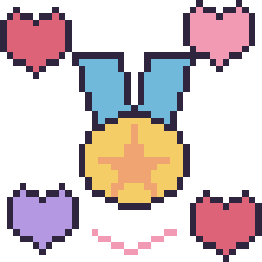 Pixel art Médaille avec des cœurs, grille 40 × 40