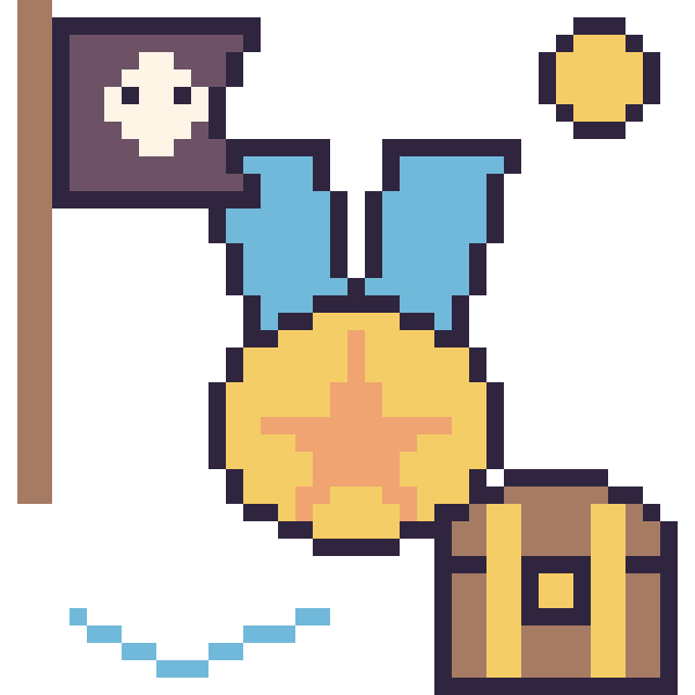 Modèle de pixel art Médaille en aventure pirate sur une grille de 40 par 40 cases