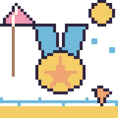 Pixel art Médaille à la plage, grille 40 × 40