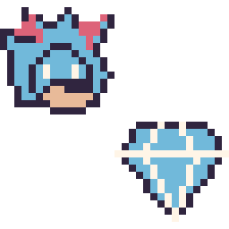 Pixel art Metal Sonic mini et Diamant simple 16 × 16, grille 32 × 32