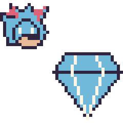Pixel art Metal Sonic mini et Diamant, grille 40 × 40