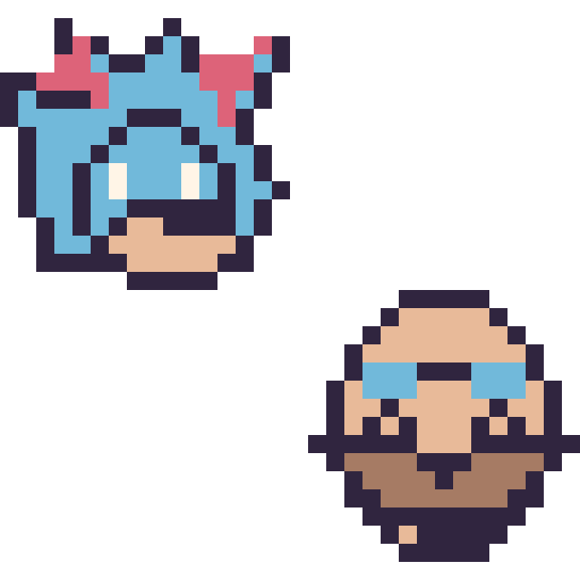 Modèle de pixel art Metal Sonic mini et Dr Eggman mini sur une grille de 32 par 32 cases